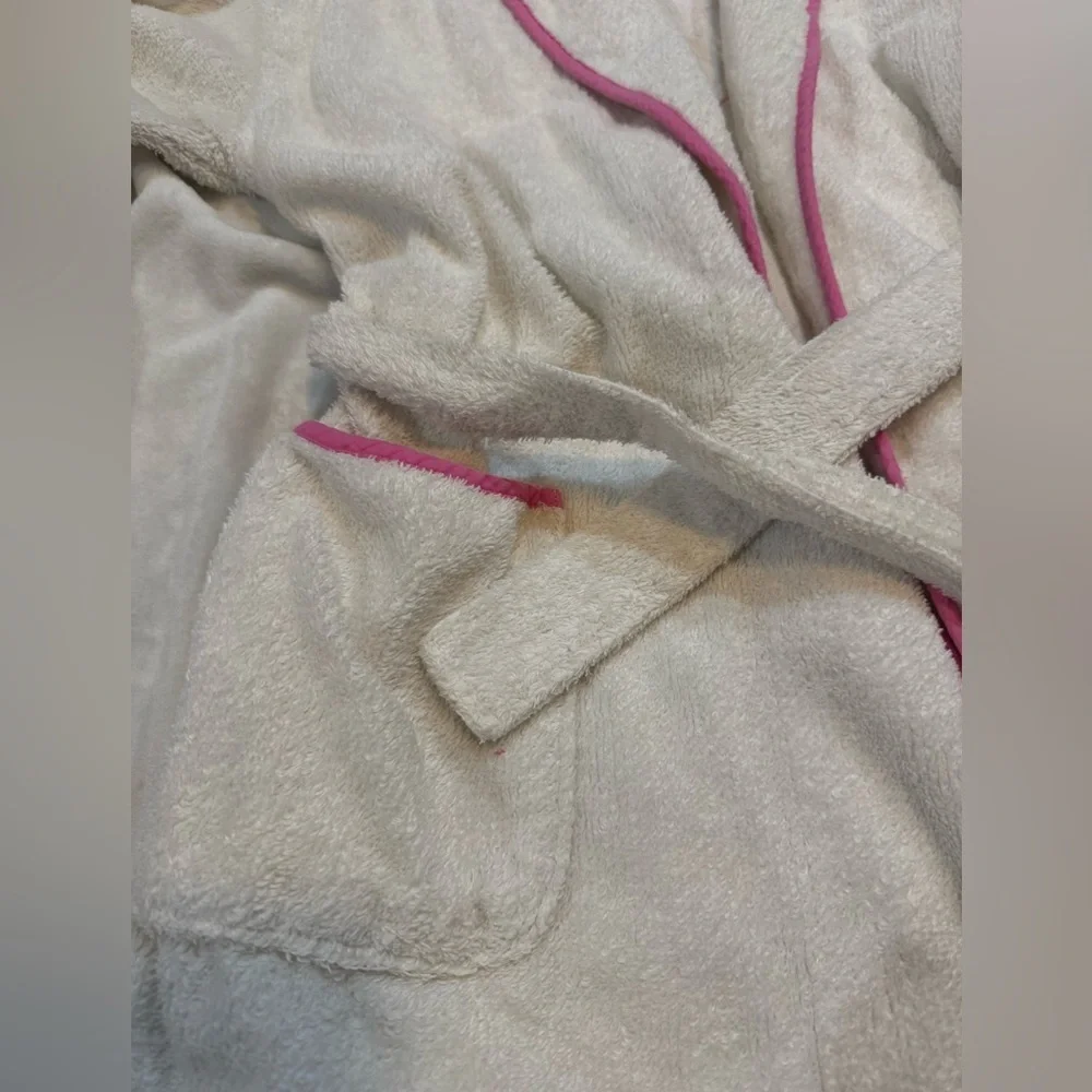 Rare Vintage PINK White Towel Robe
